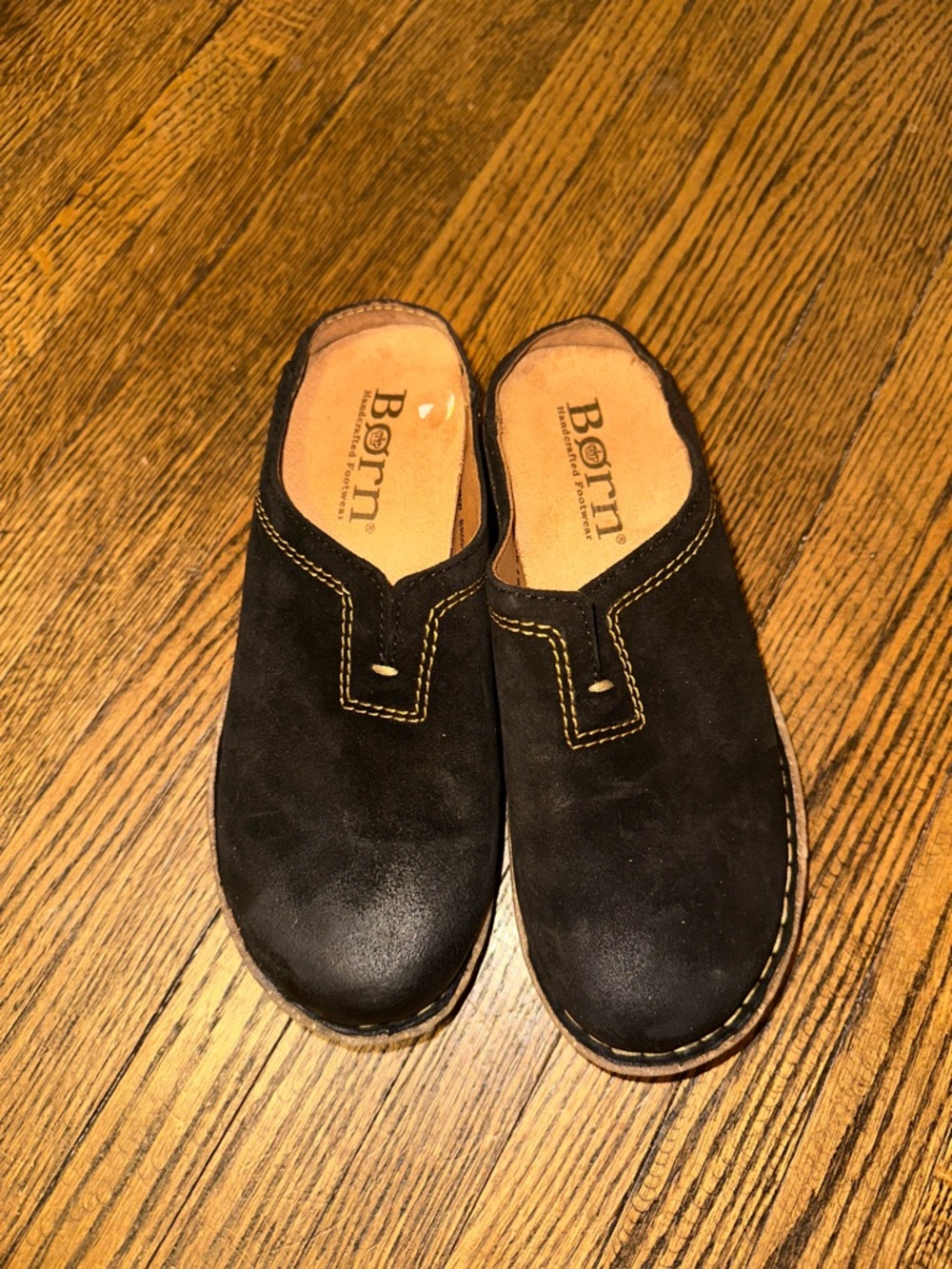 Born Black Suede Slip-On Clog Mules